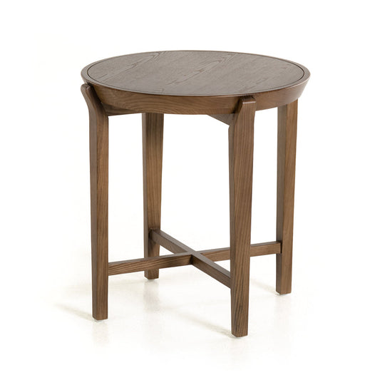 HomeRoots 25" Walnut Wood and Veneer Side Table