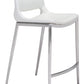 HomeRoots 25" White And Silver Steel Low Back Counter Height Bar Chairs in Set of Two
