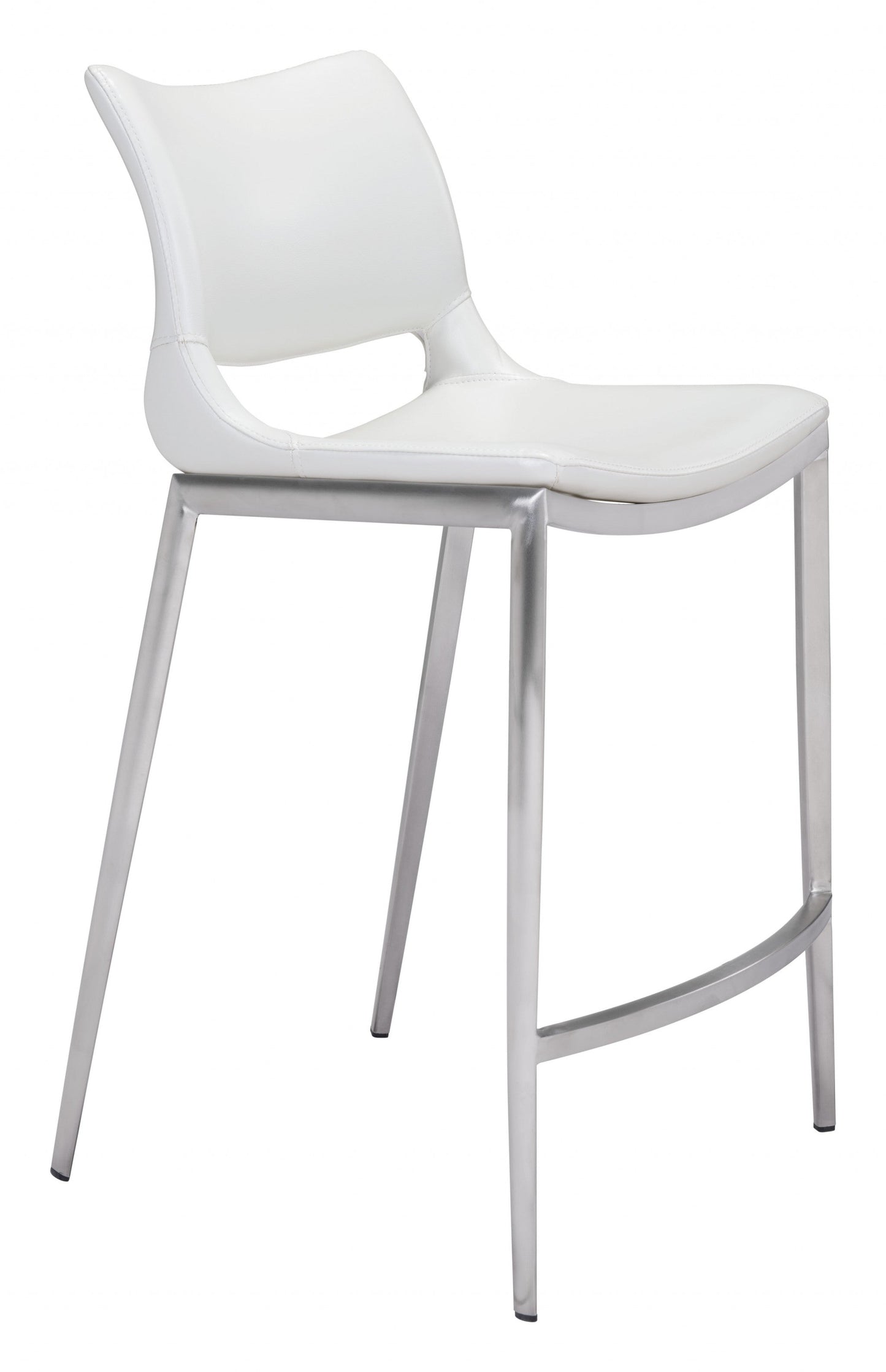 HomeRoots 25" White And Silver Steel Low Back Counter Height Bar Chairs in Set of Two