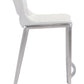 HomeRoots 25" White And Silver Steel Low Back Counter Height Bar Chairs in Set of Two