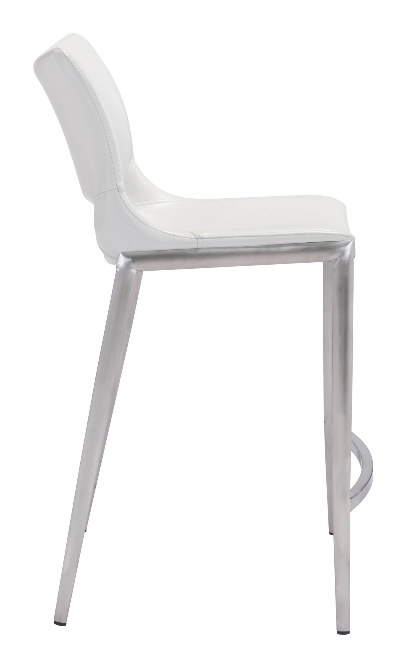 HomeRoots 25" White And Silver Steel Low Back Counter Height Bar Chairs in Set of Two
