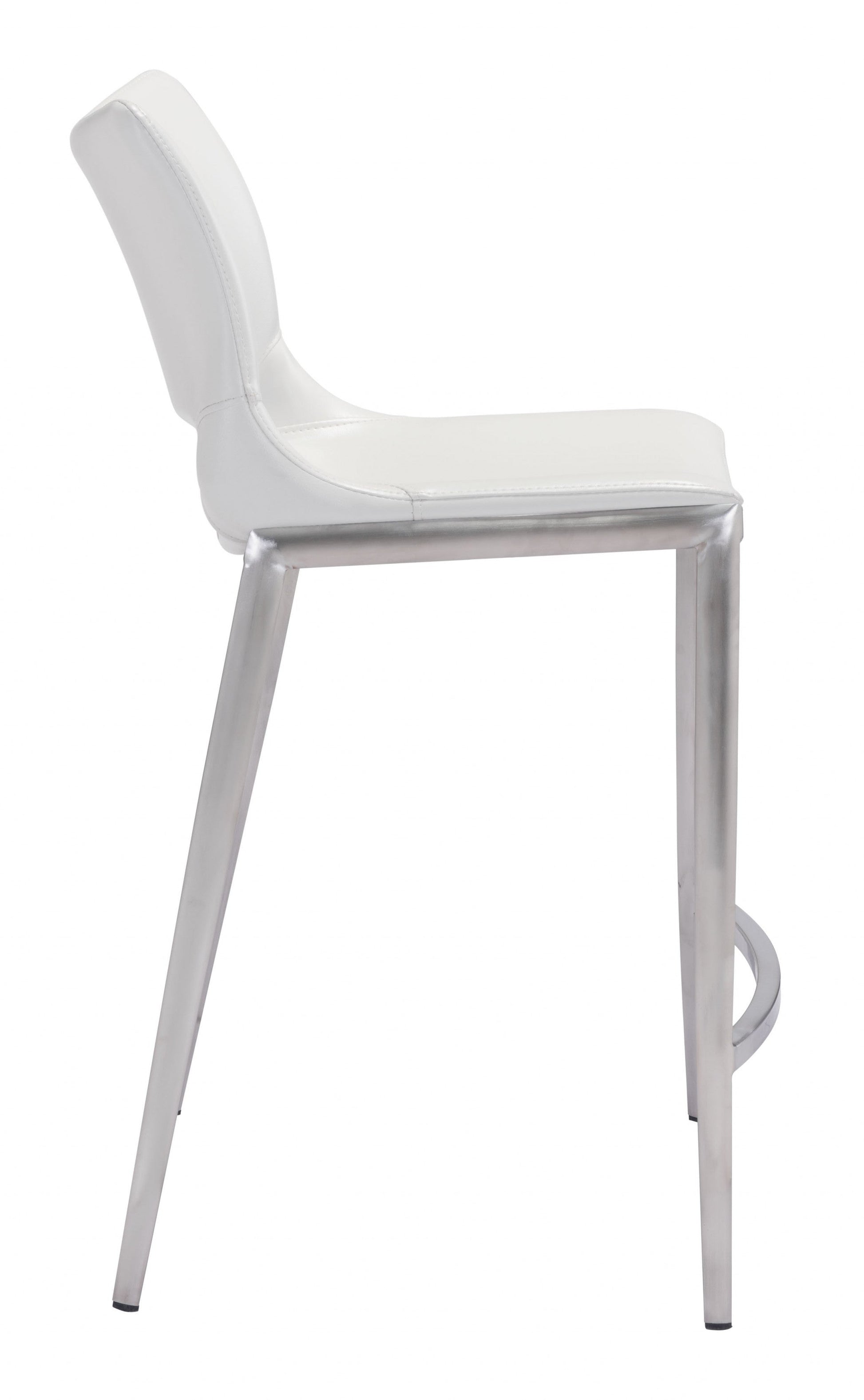 HomeRoots 25" White And Silver Steel Low Back Counter Height Bar Chairs in Set of Two