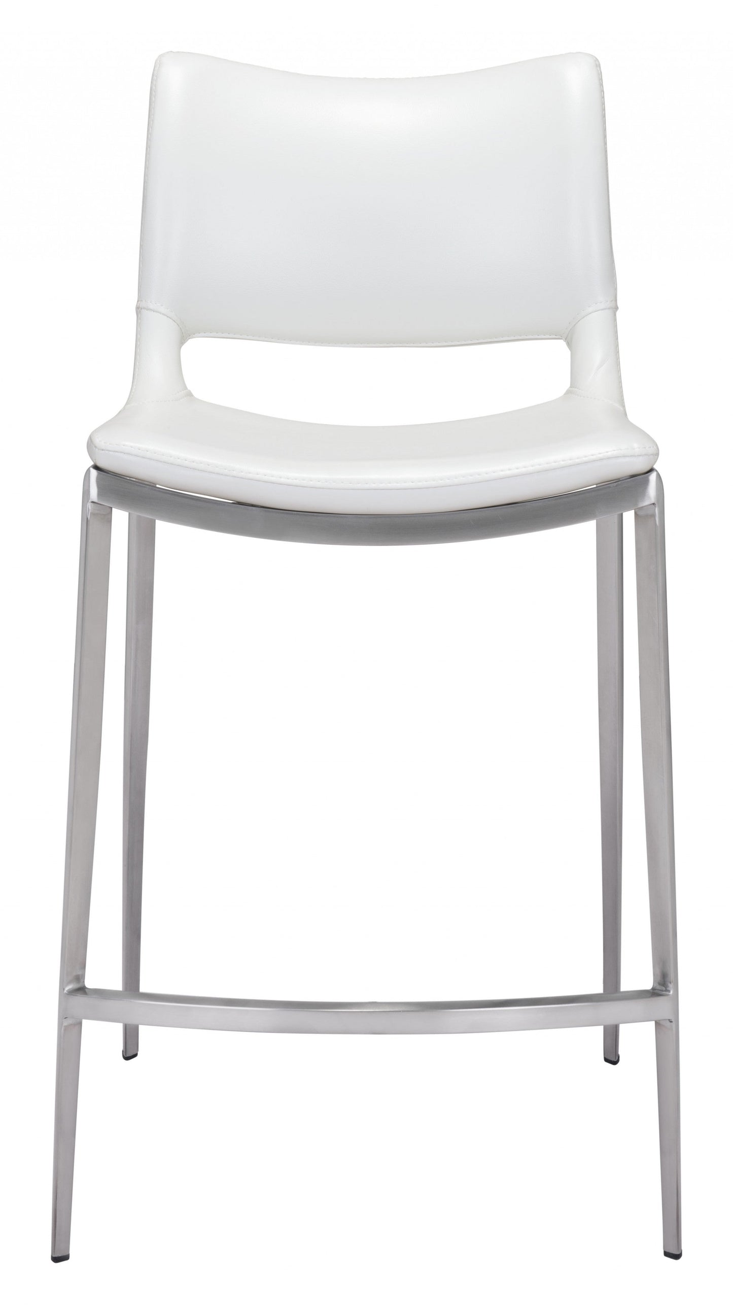HomeRoots 25" White And Silver Steel Low Back Counter Height Bar Chairs in Set of Two