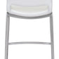HomeRoots 25" White And Silver Steel Low Back Counter Height Bar Chairs in Set of Two