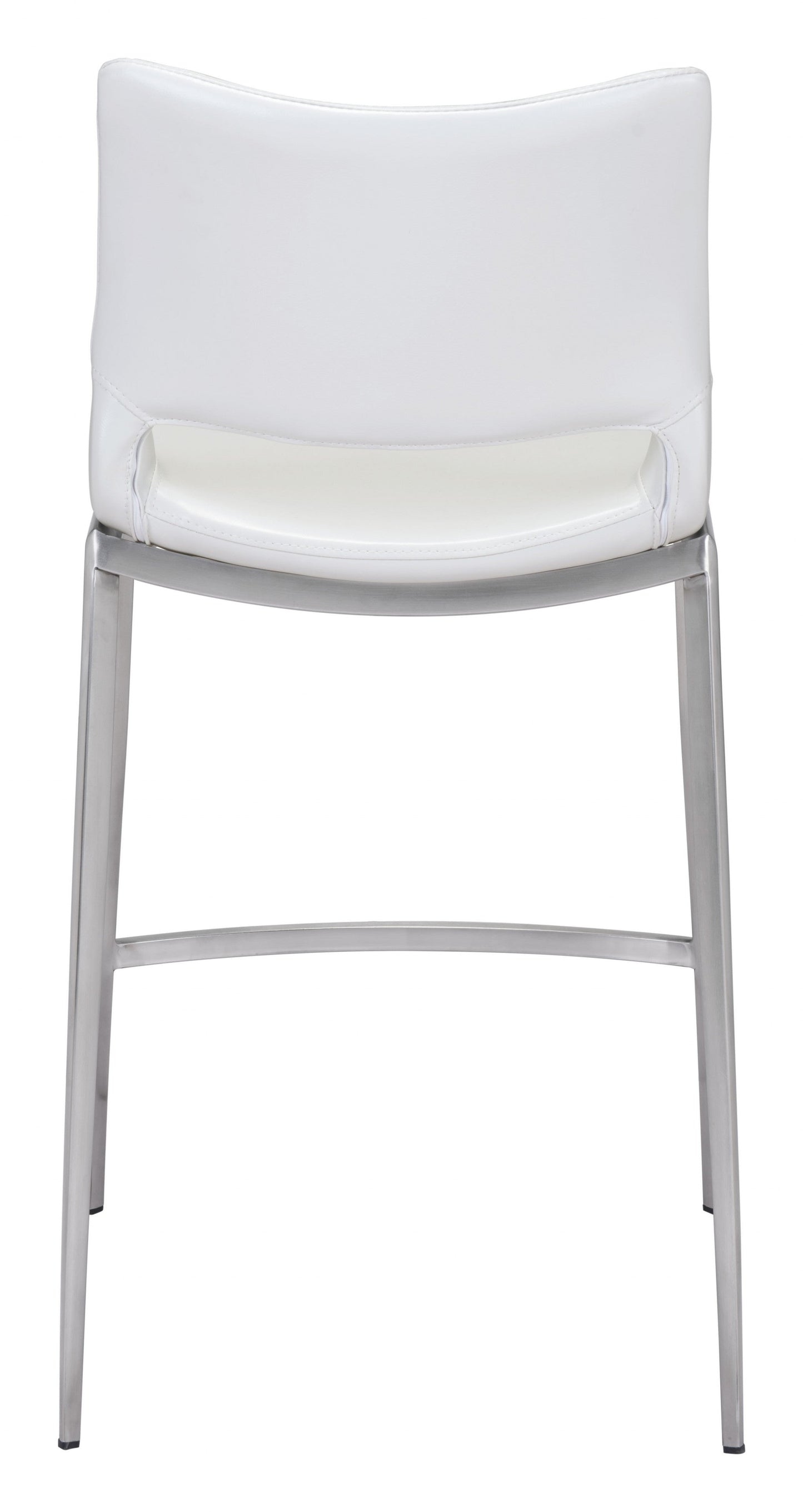 HomeRoots 25" White And Silver Steel Low Back Counter Height Bar Chairs in Set of Two