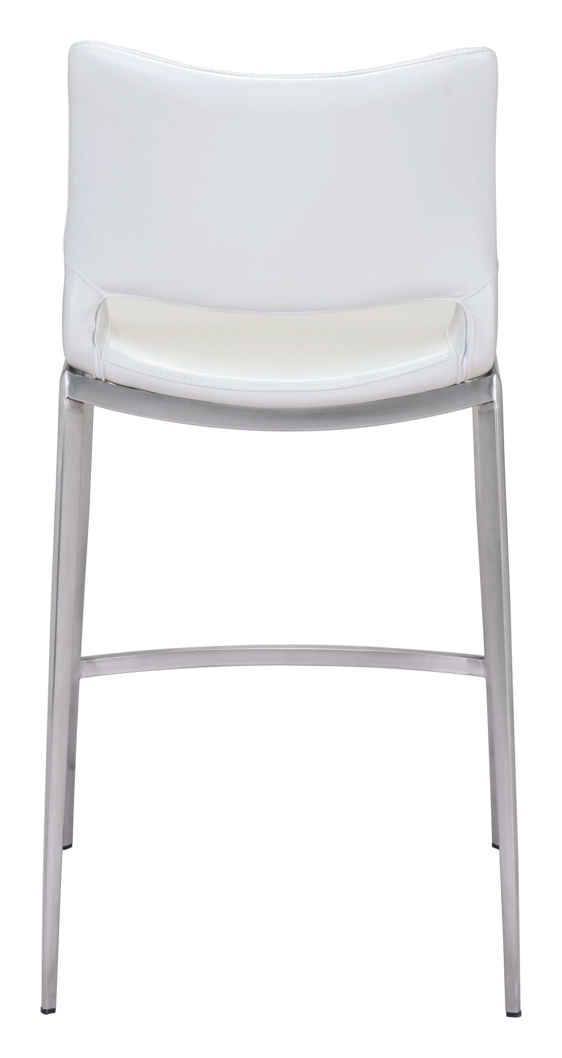 HomeRoots 25" White And Silver Steel Low Back Counter Height Bar Chairs in Set of Two