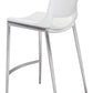 HomeRoots 25" White And Silver Steel Low Back Counter Height Bar Chairs in Set of Two