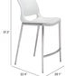 HomeRoots 25" White And Silver Steel Low Back Counter Height Bar Chairs in Set of Two