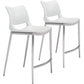 HomeRoots 25" White And Silver Steel Low Back Counter Height Bar Chairs in Set of Two