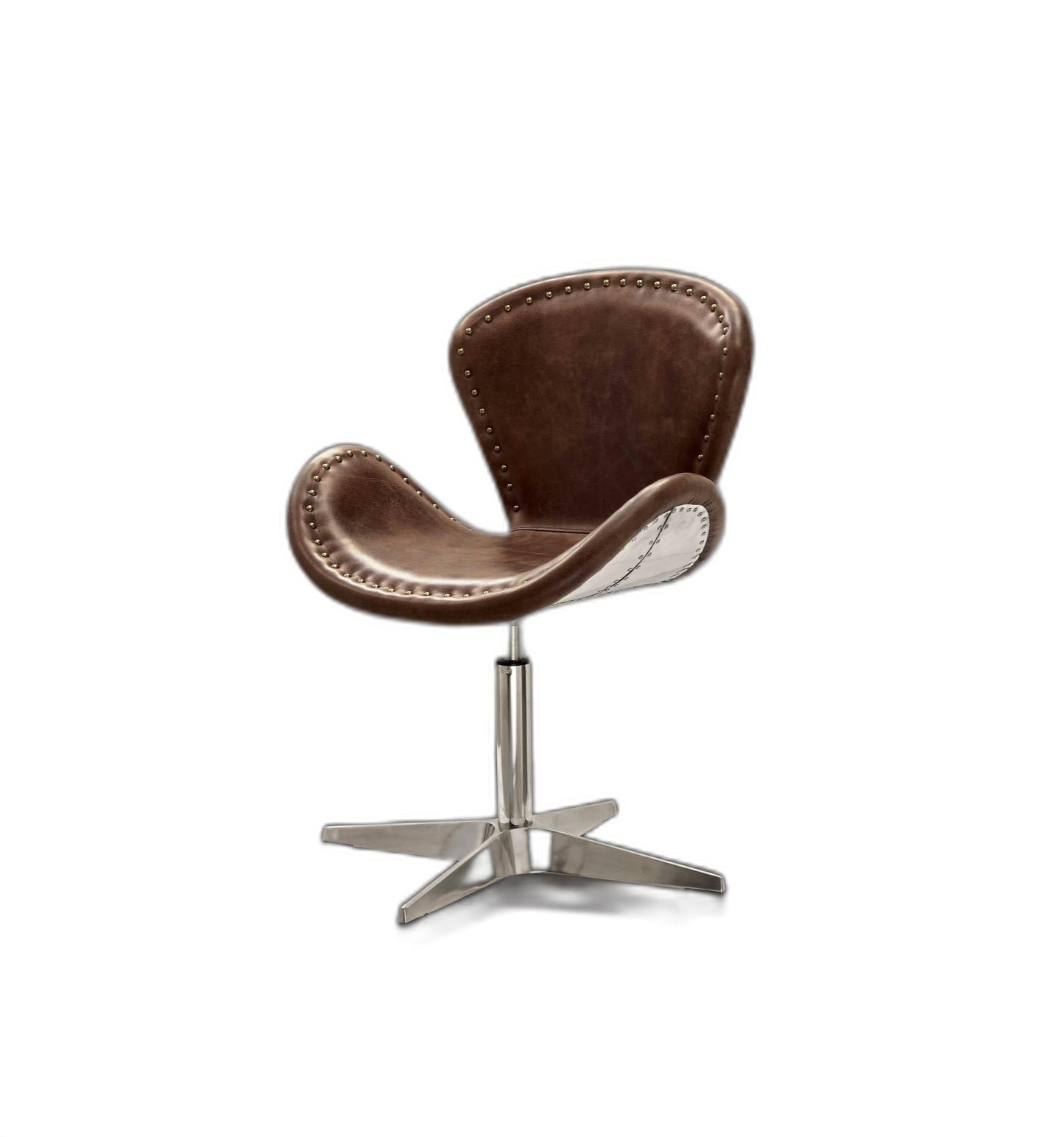 HomeRoots 25" x 24" x 33" Leather Accent Chair in Retro Brown Finish
