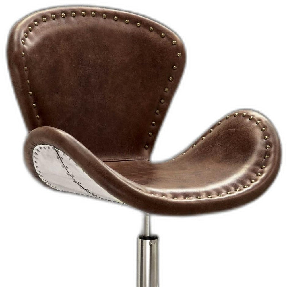 HomeRoots 25" x 24" x 33" Leather Accent Chair in Retro Brown Finish