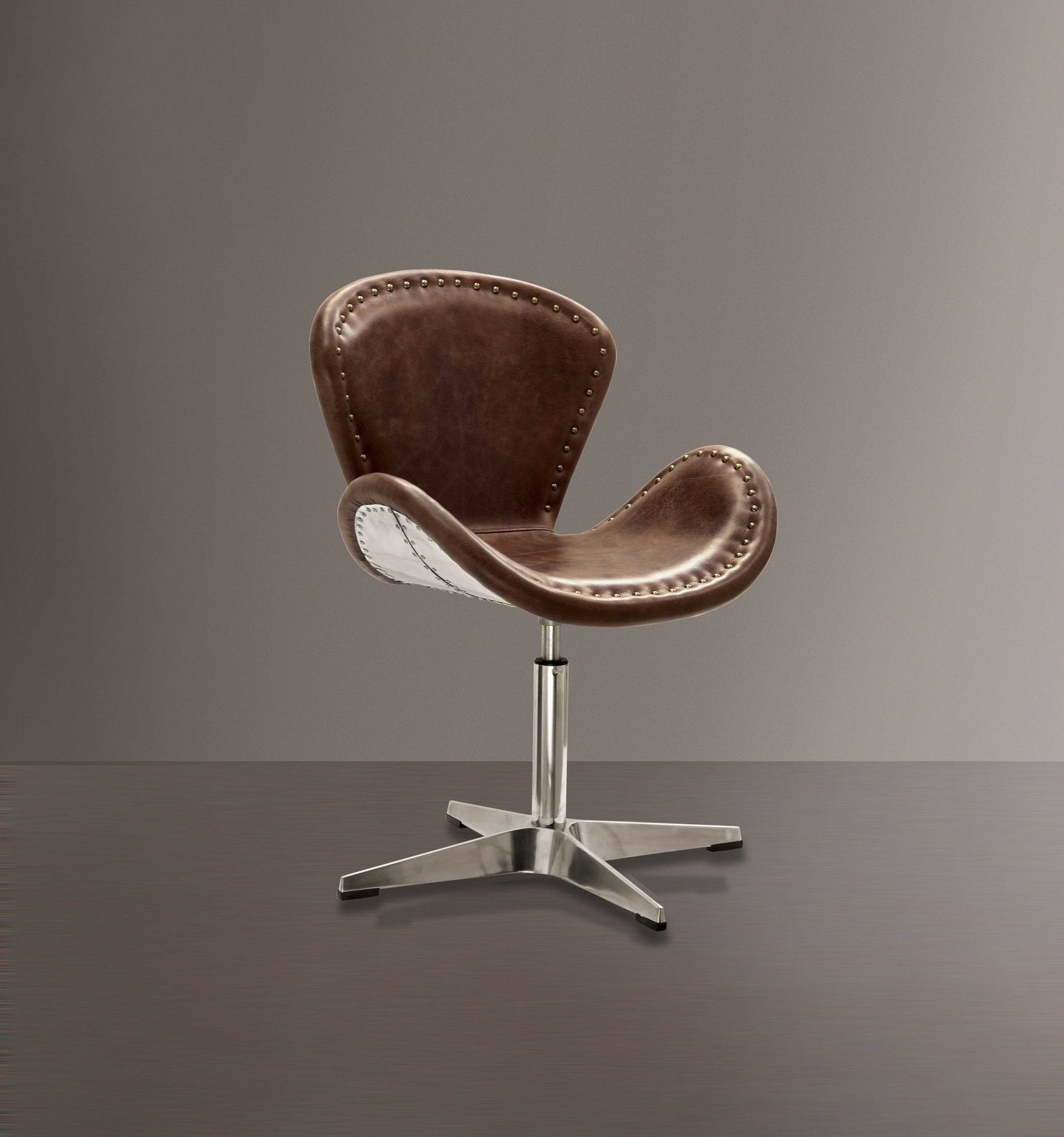 HomeRoots 25" x 24" x 33" Leather Accent Chair in Retro Brown Finish