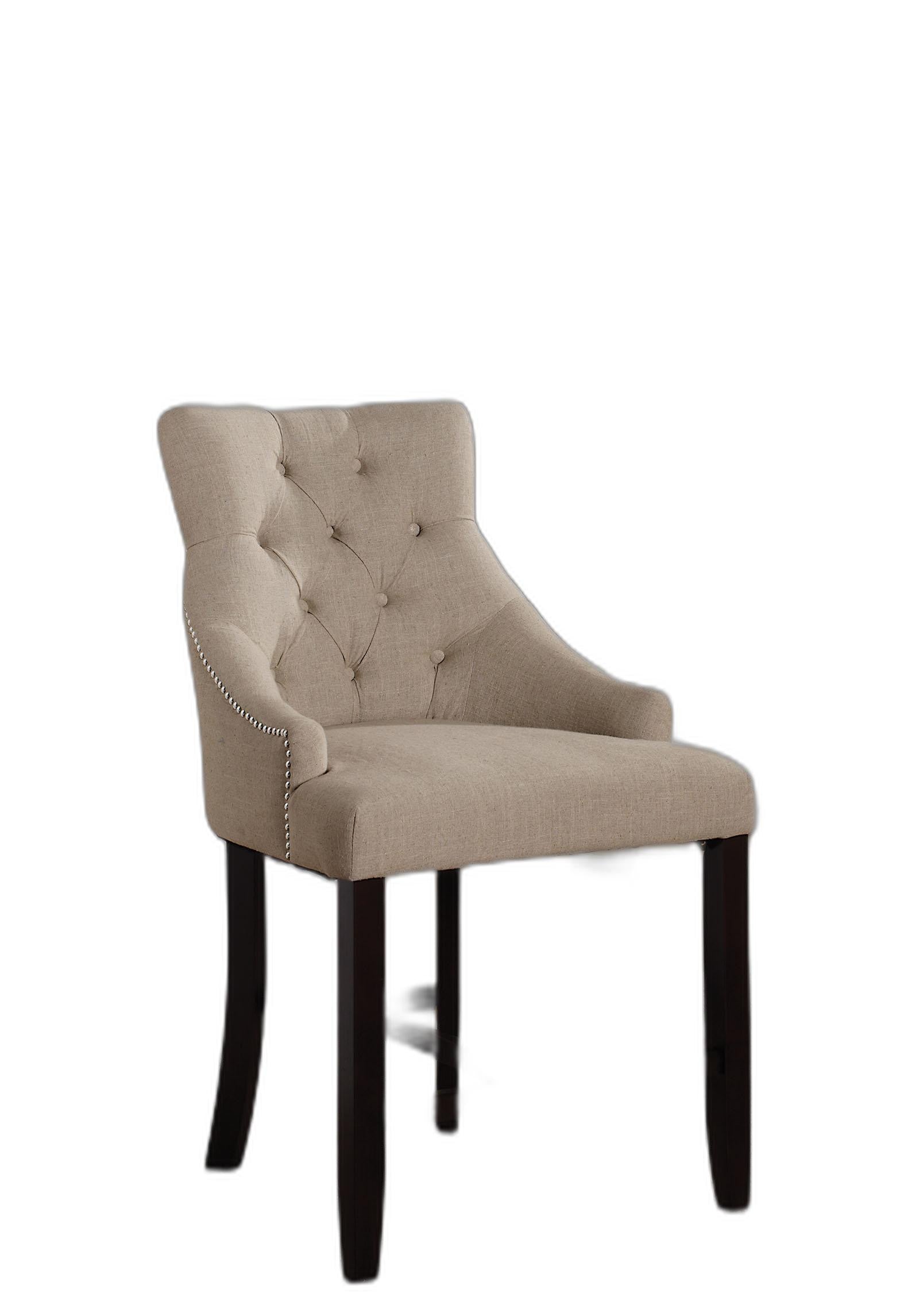 HomeRoots 25' x 27' x 41' 2-Piece Cream Fabric And Walnut Counter Height Chair