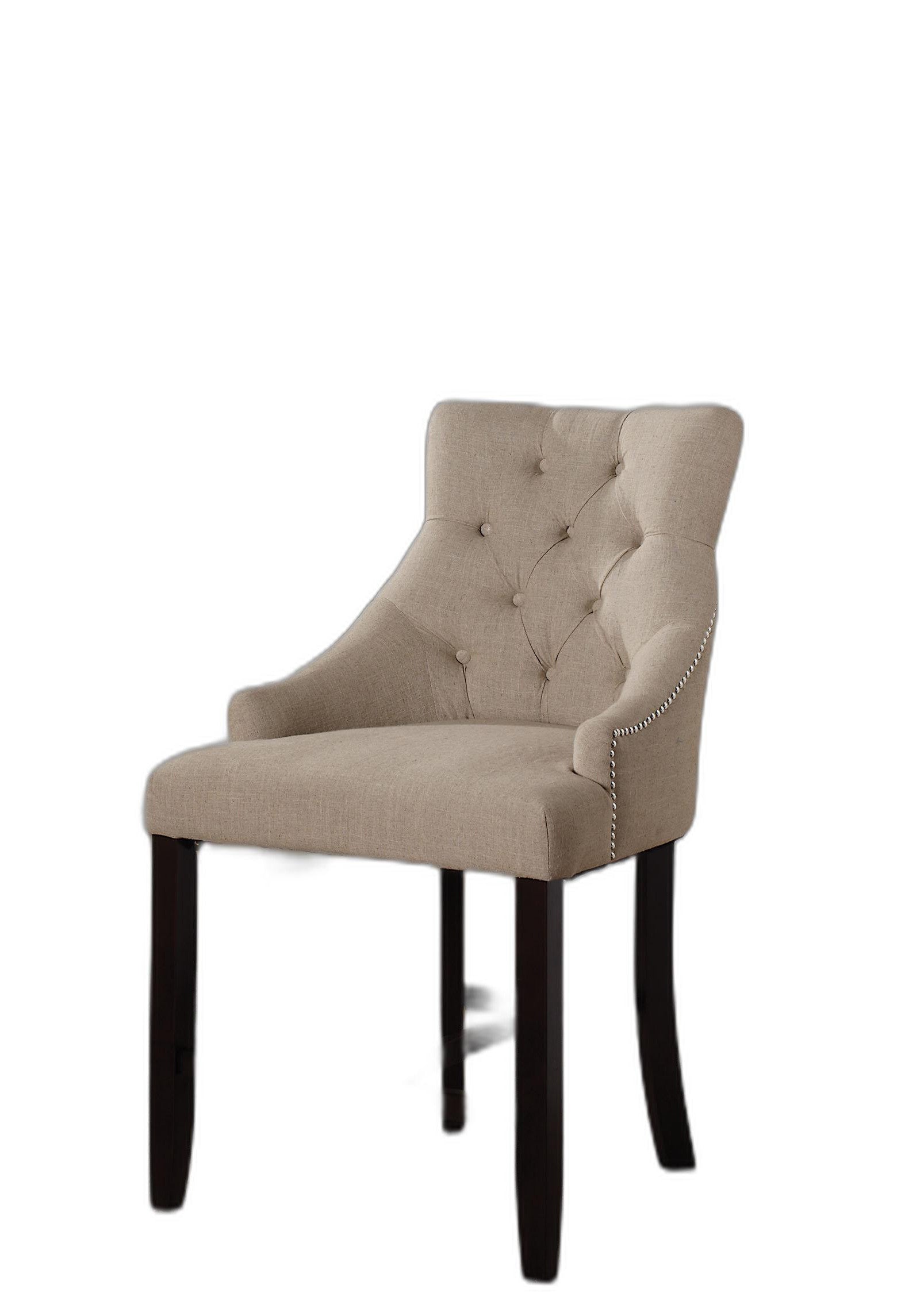 HomeRoots 25' x 27' x 41' 2-Piece Cream Fabric And Walnut Counter Height Chair