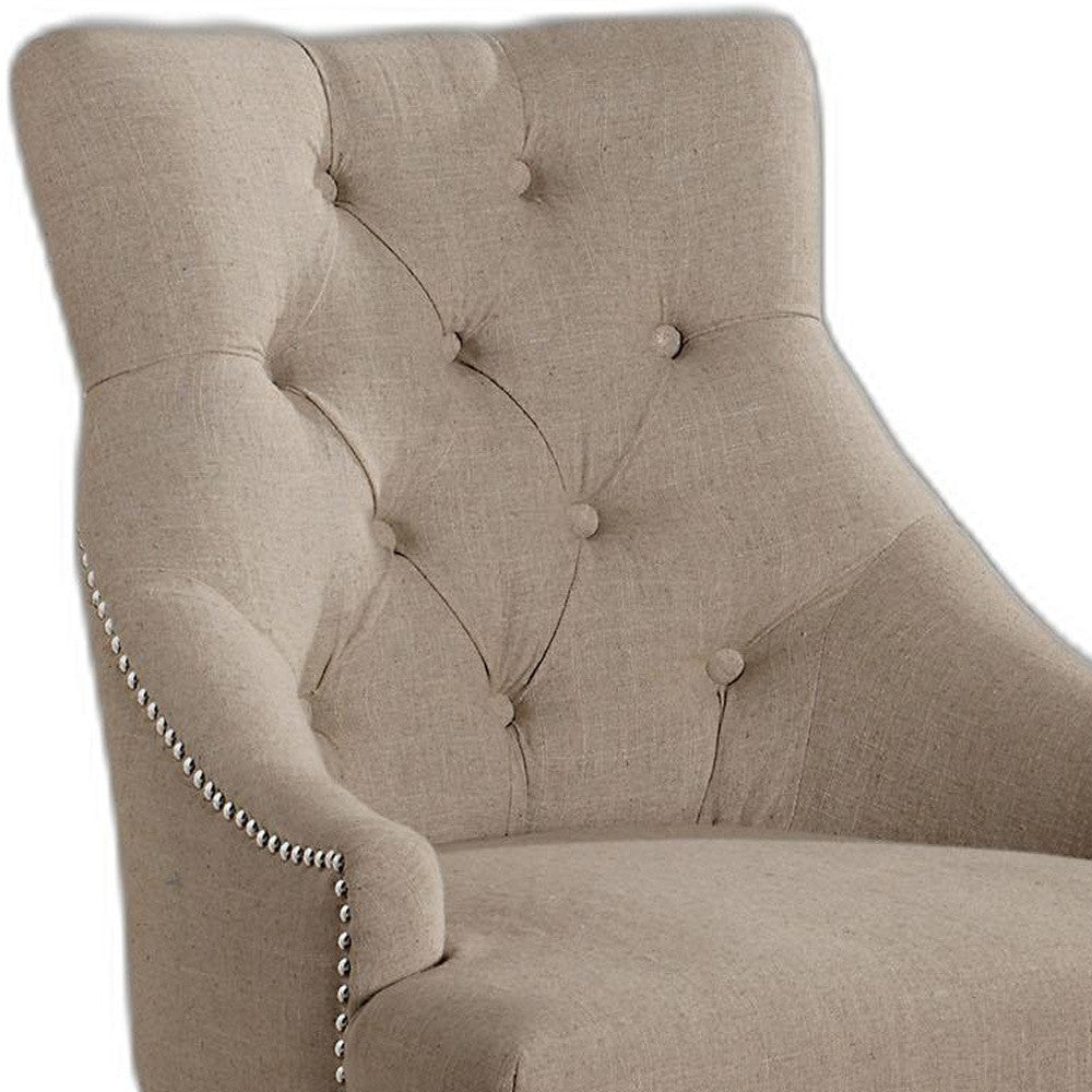 HomeRoots 25' x 27' x 41' 2-Piece Cream Fabric And Walnut Counter Height Chair