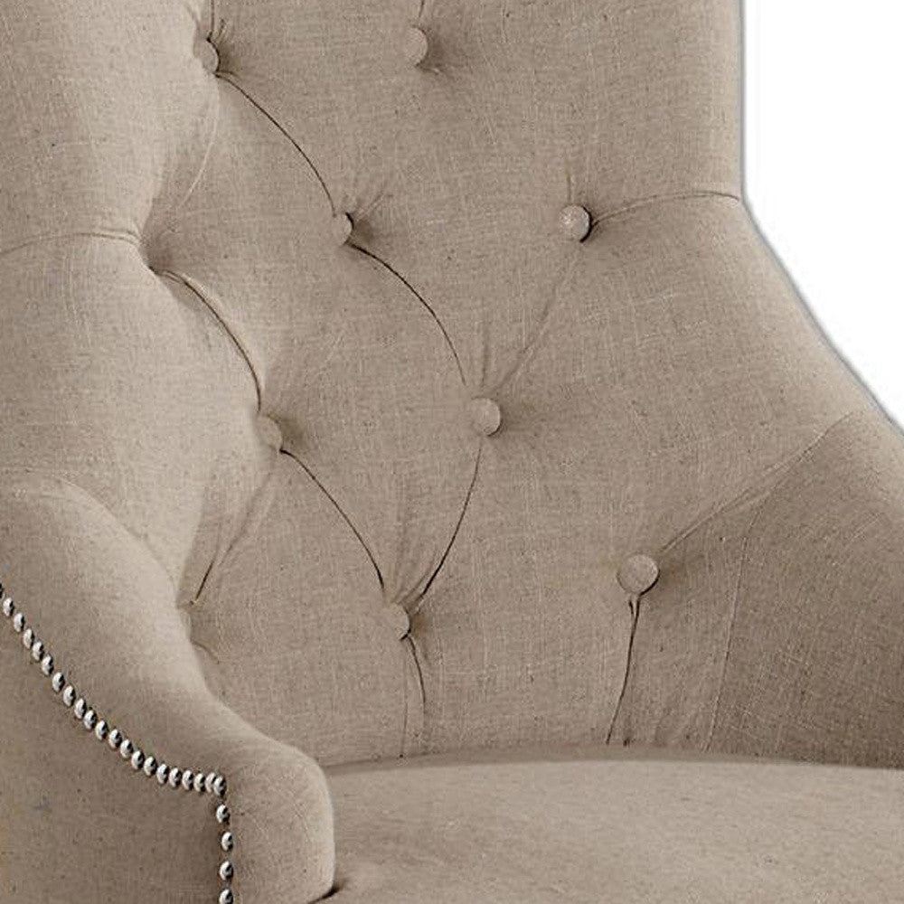 HomeRoots 25' x 27' x 41' 2-Piece Cream Fabric And Walnut Counter Height Chair