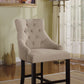HomeRoots 25' x 27' x 41' 2-Piece Cream Fabric And Walnut Counter Height Chair