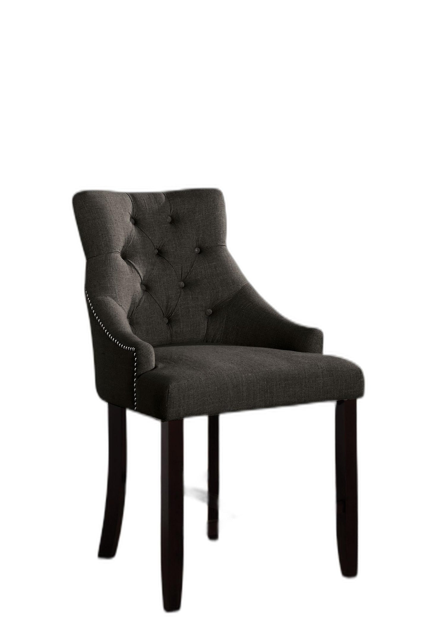 HomeRoots 25' x 27' x 41' 2-Piece Gray Fabric And Walnut Counter Height Chair