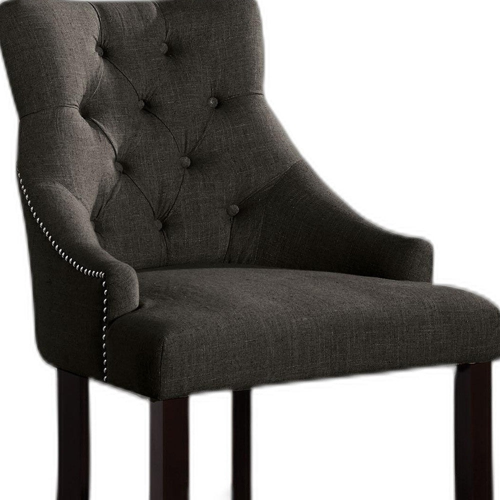 HomeRoots 25' x 27' x 41' 2-Piece Gray Fabric And Walnut Counter Height Chair
