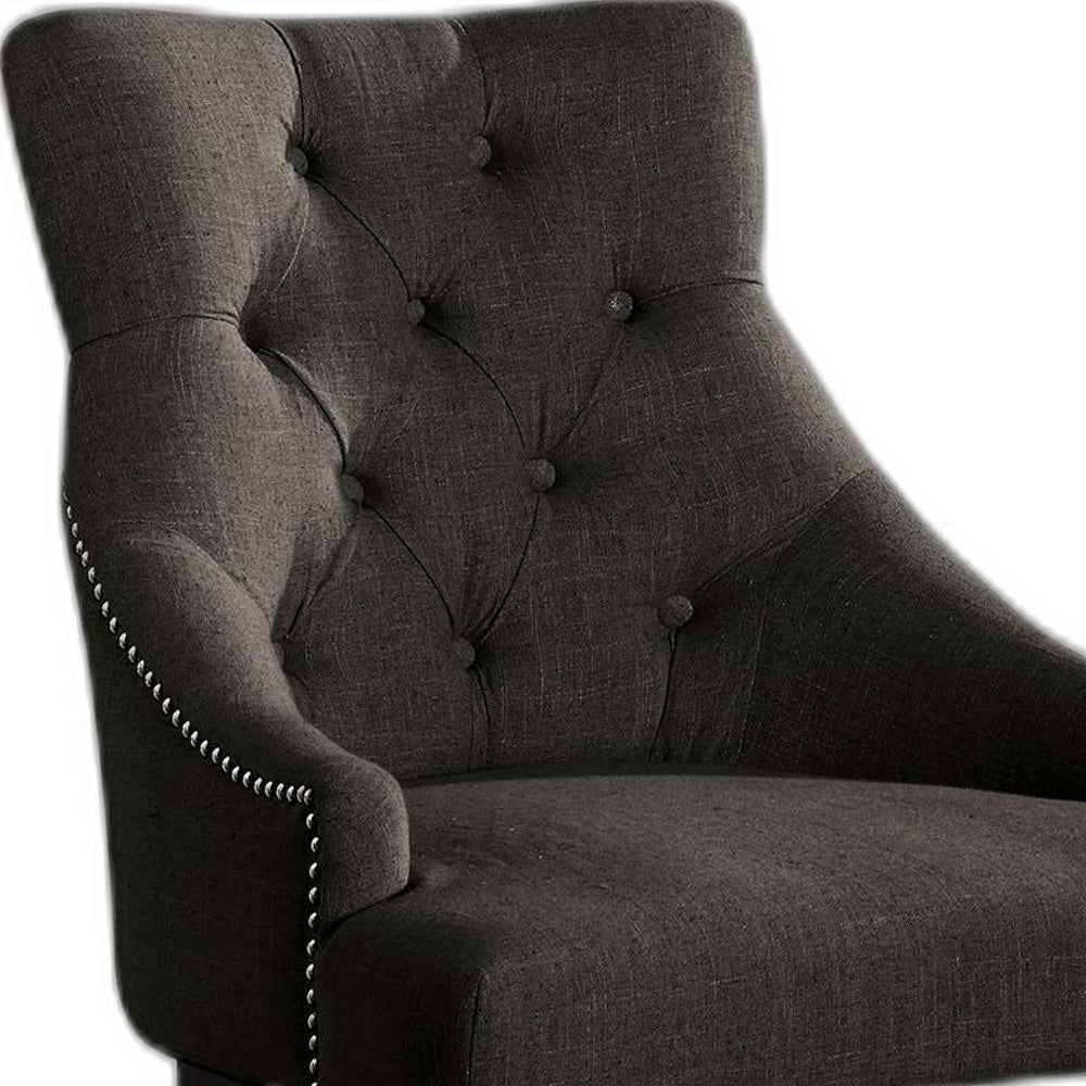 HomeRoots 25' x 27' x 41' 2-Piece Gray Fabric And Walnut Counter Height Chair