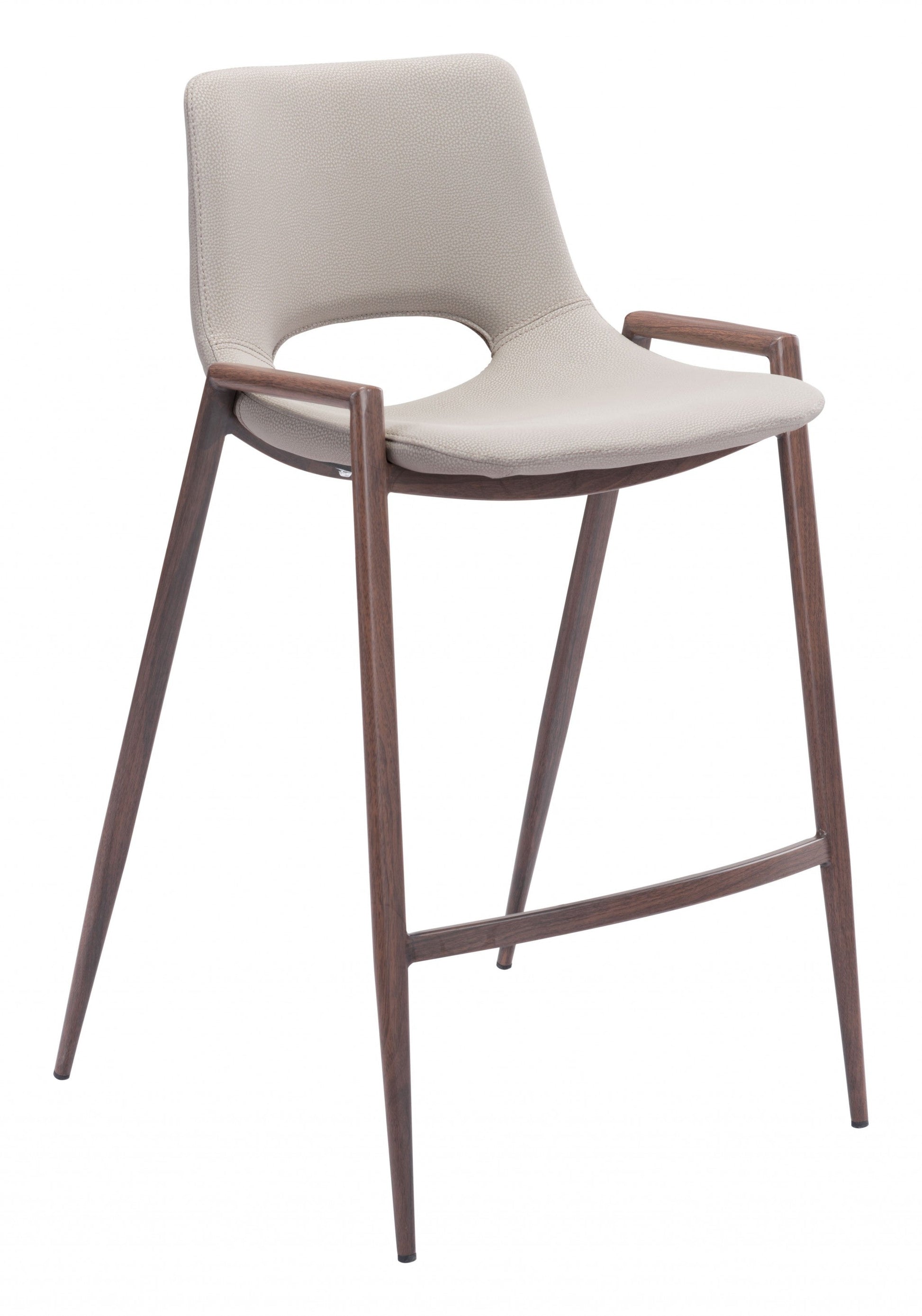 HomeRoots 26" Beige And Brown Steel Low Back Counter Height Bar Chairs in Set of Two