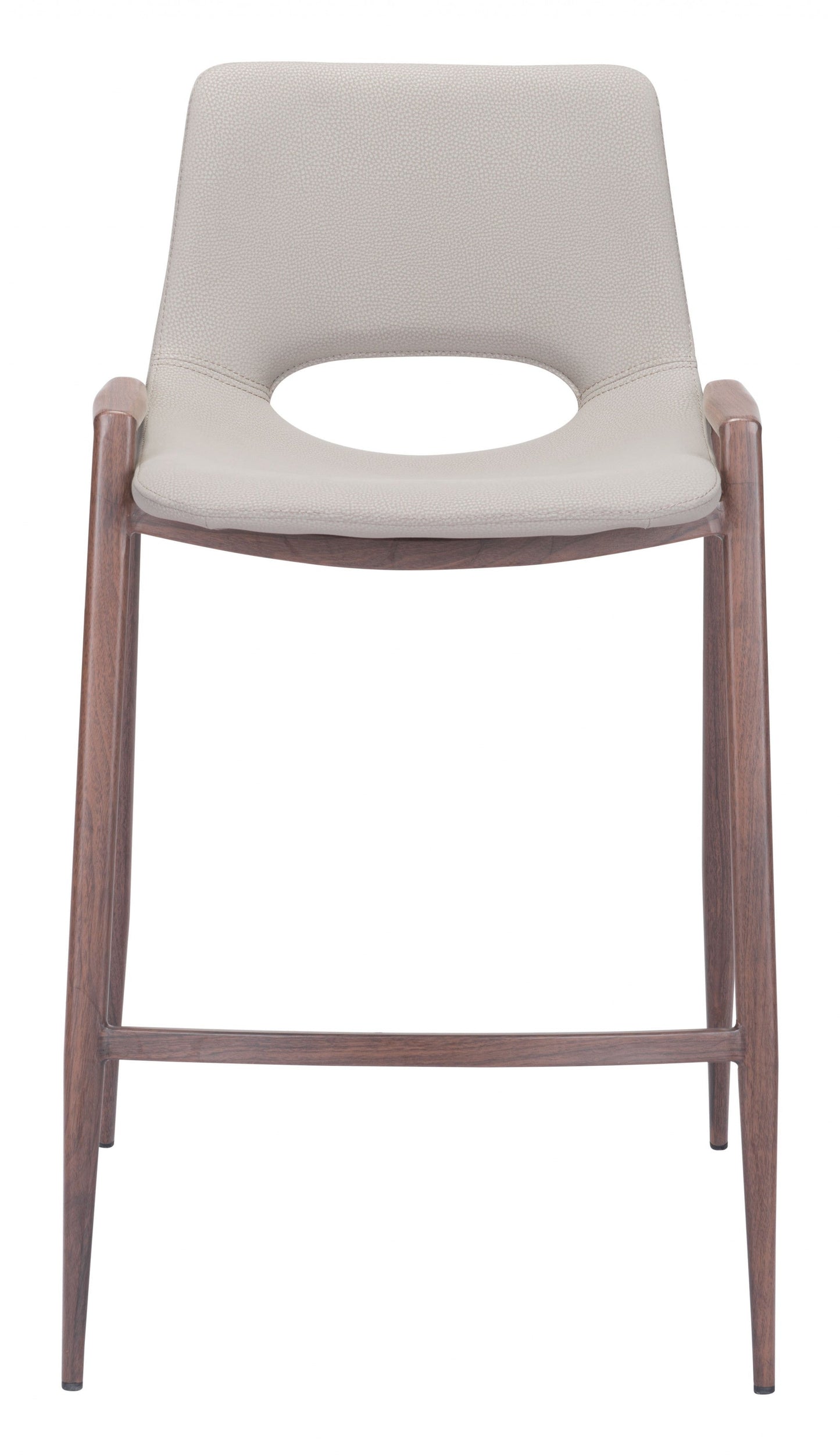 HomeRoots 26" Beige And Brown Steel Low Back Counter Height Bar Chairs in Set of Two