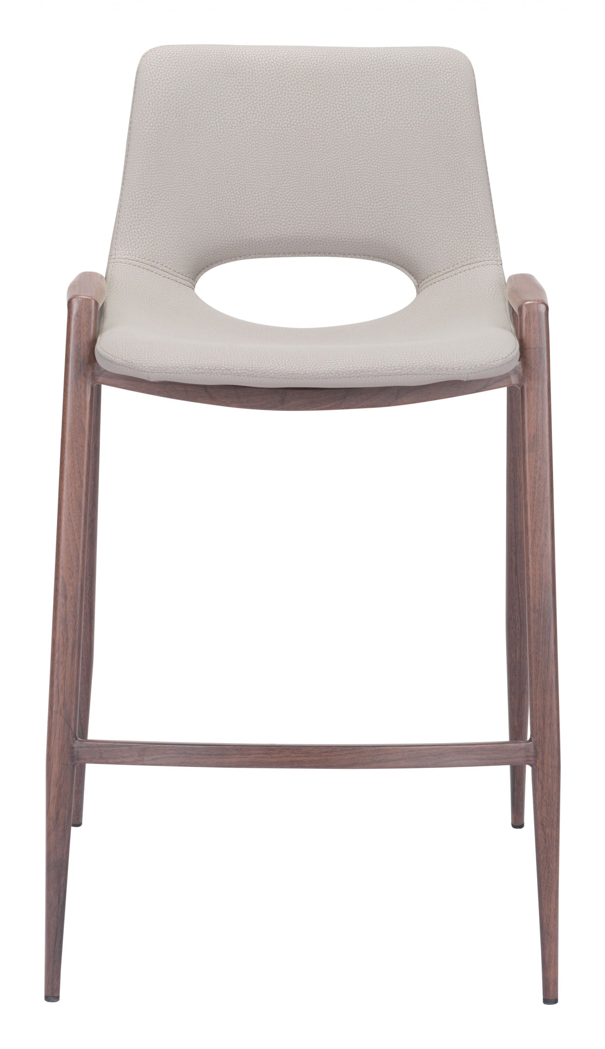 HomeRoots 26" Beige And Brown Steel Low Back Counter Height Bar Chairs in Set of Two
