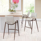 HomeRoots 26" Beige And Brown Steel Low Back Counter Height Bar Chairs in Set of Two