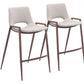 HomeRoots 26" Beige And Brown Steel Low Back Counter Height Bar Chairs in Set of Two