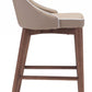 HomeRoots 26" Beige Low Back Counter Height Bar Chair With Brown Solid Wood Base