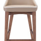 HomeRoots 26" Beige Low Back Counter Height Bar Chair With Brown Solid Wood Base