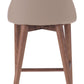 HomeRoots 26" Beige Low Back Counter Height Bar Chair With Brown Solid Wood Base