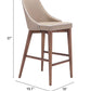 HomeRoots 26" Beige Low Back Counter Height Bar Chair With Brown Solid Wood Base