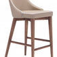 HomeRoots 26" Beige Low Back Counter Height Bar Chair With Brown Solid Wood Base