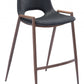 HomeRoots 26" Black And Brown Steel Low Back Counter Height Bar Chairs in Set of Two