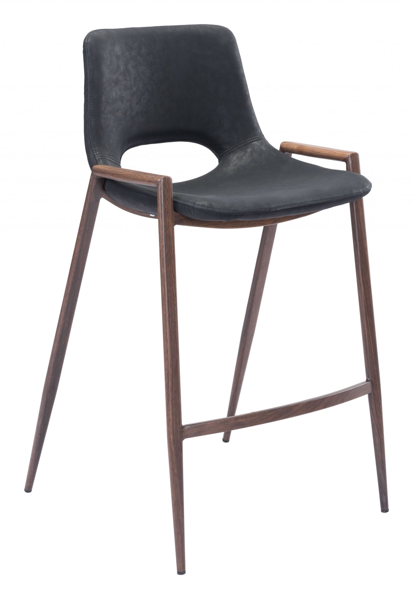 HomeRoots 26" Black And Brown Steel Low Back Counter Height Bar Chairs in Set of Two