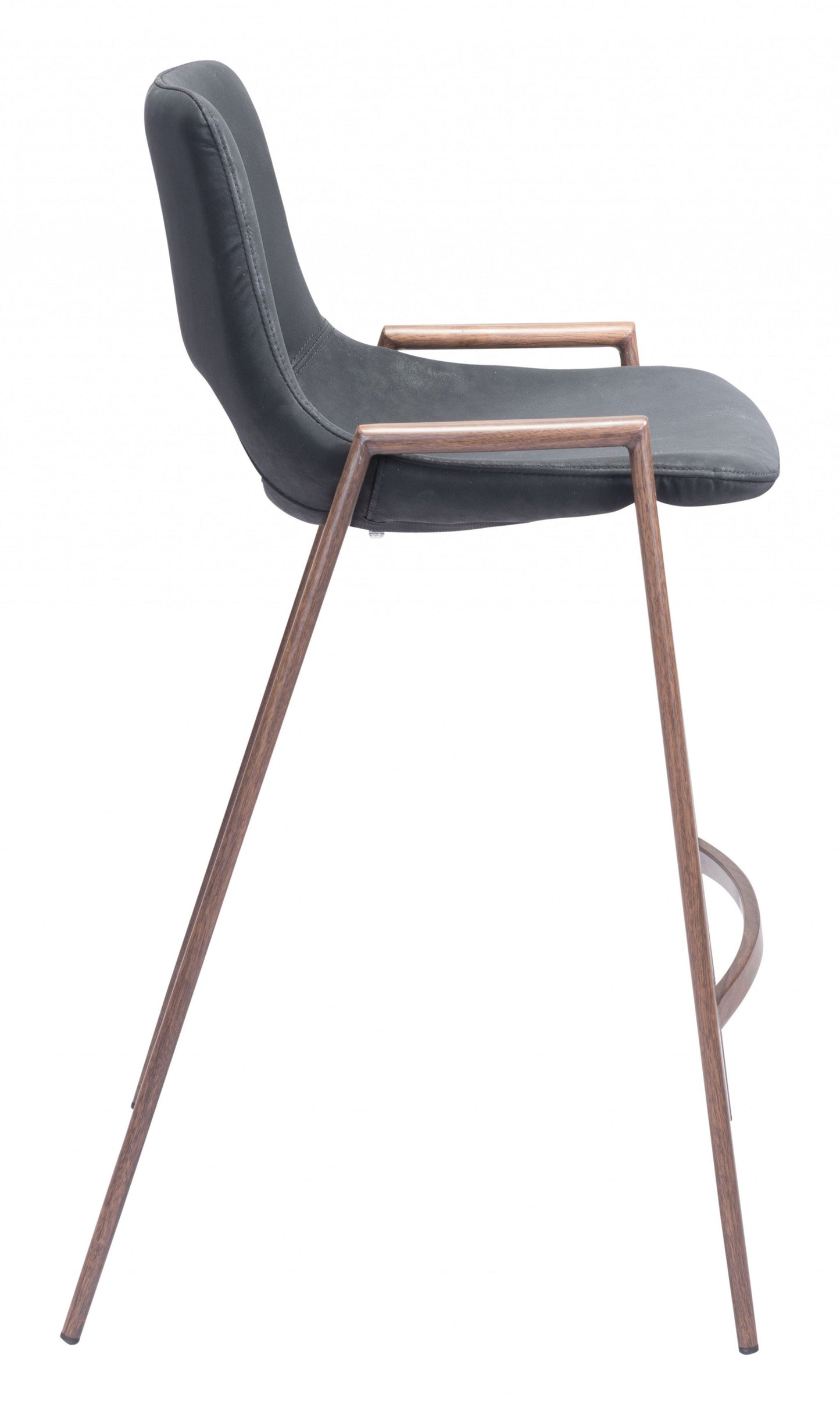 HomeRoots 26" Black And Brown Steel Low Back Counter Height Bar Chairs in Set of Two
