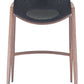 HomeRoots 26" Black And Brown Steel Low Back Counter Height Bar Chairs in Set of Two