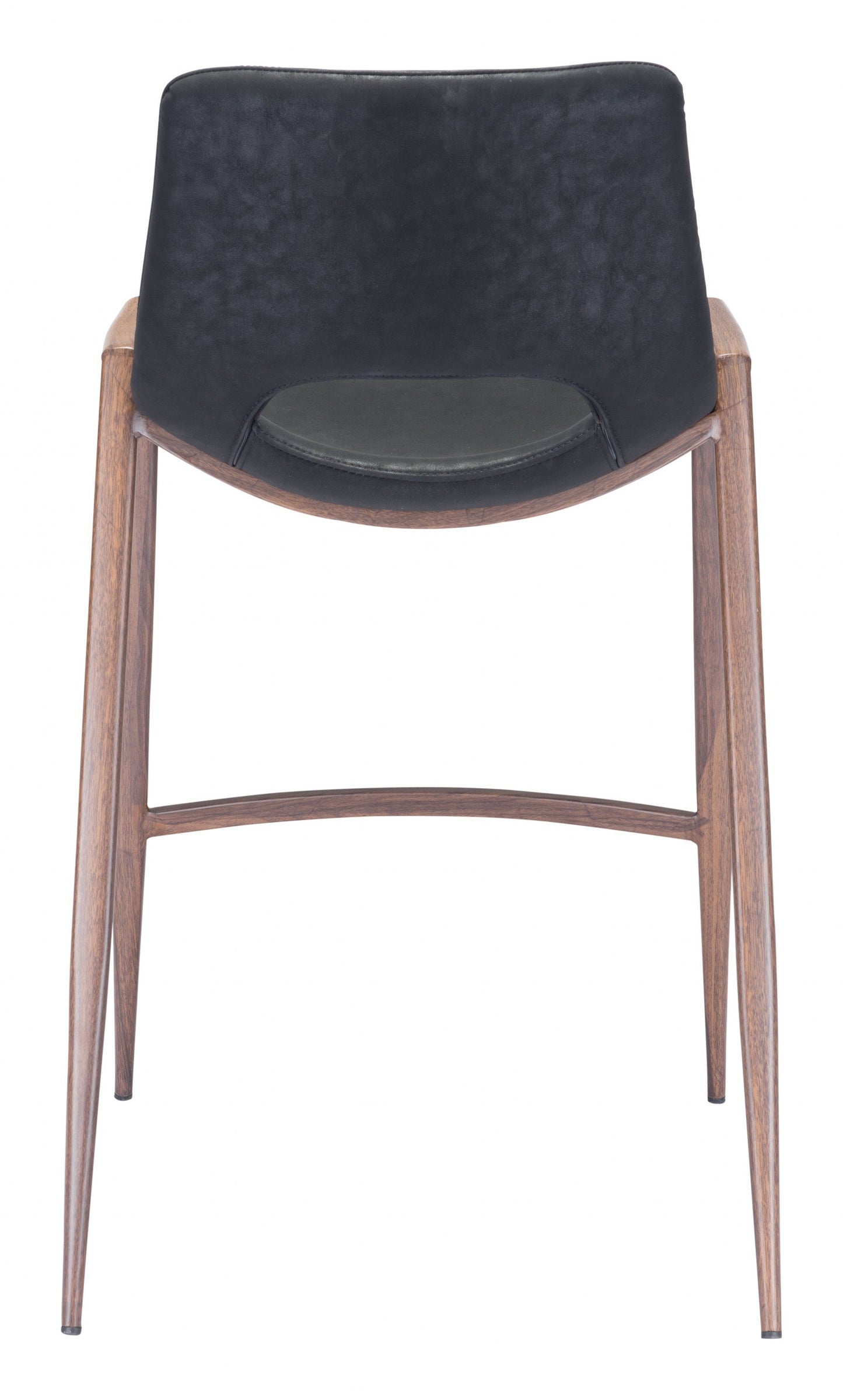 HomeRoots 26" Black And Brown Steel Low Back Counter Height Bar Chairs in Set of Two