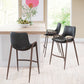 HomeRoots 26" Black And Brown Steel Low Back Counter Height Bar Chairs in Set of Two