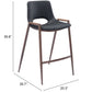 HomeRoots 26" Black And Brown Steel Low Back Counter Height Bar Chairs in Set of Two