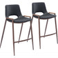 HomeRoots 26" Black And Brown Steel Low Back Counter Height Bar Chairs in Set of Two