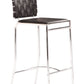 HomeRoots 26" Black And Silver Steel Low Back Counter Height Bar Chairs in Set of Two