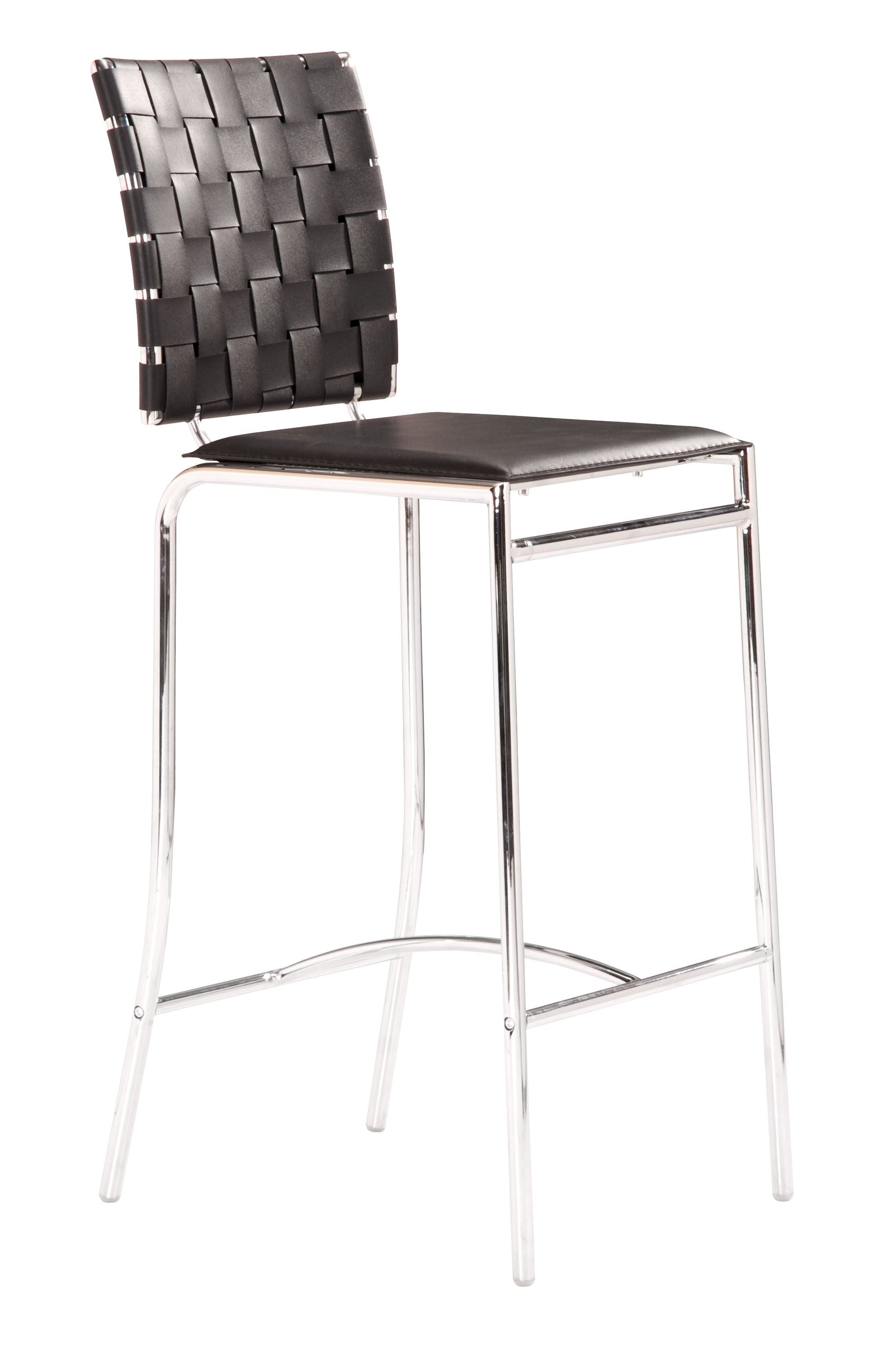 HomeRoots 26" Black And Silver Steel Low Back Counter Height Bar Chairs in Set of Two