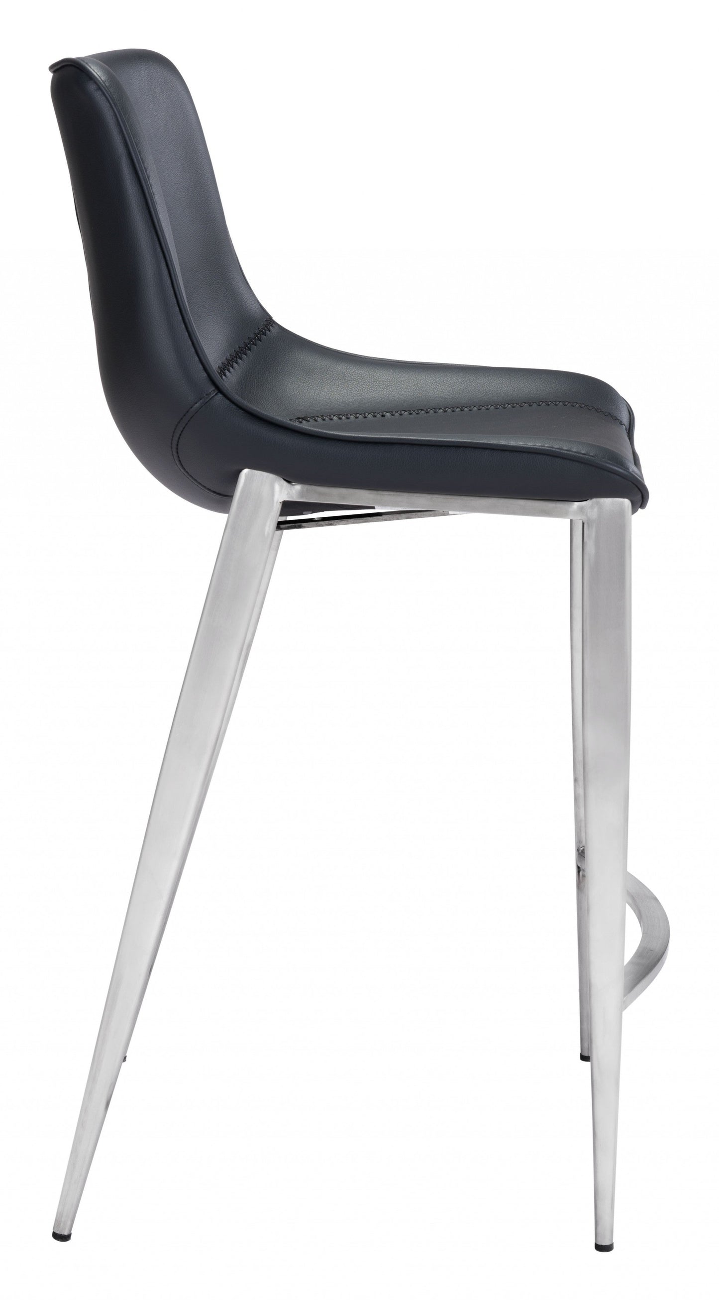 HomeRoots 26" Black And Silver Steel Low Back Counter Height Bar Chairs in Set of Two