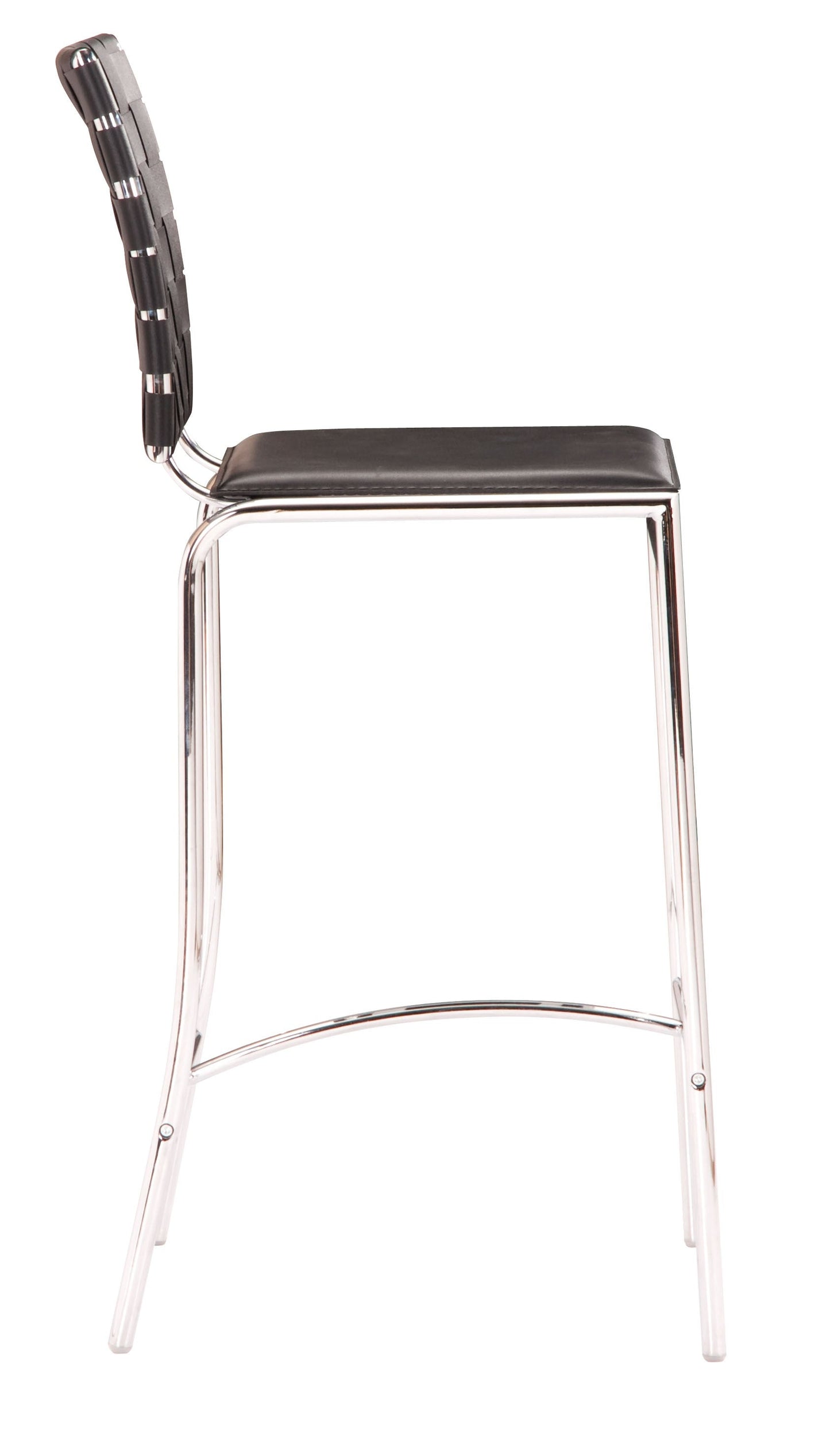 HomeRoots 26" Black And Silver Steel Low Back Counter Height Bar Chairs in Set of Two