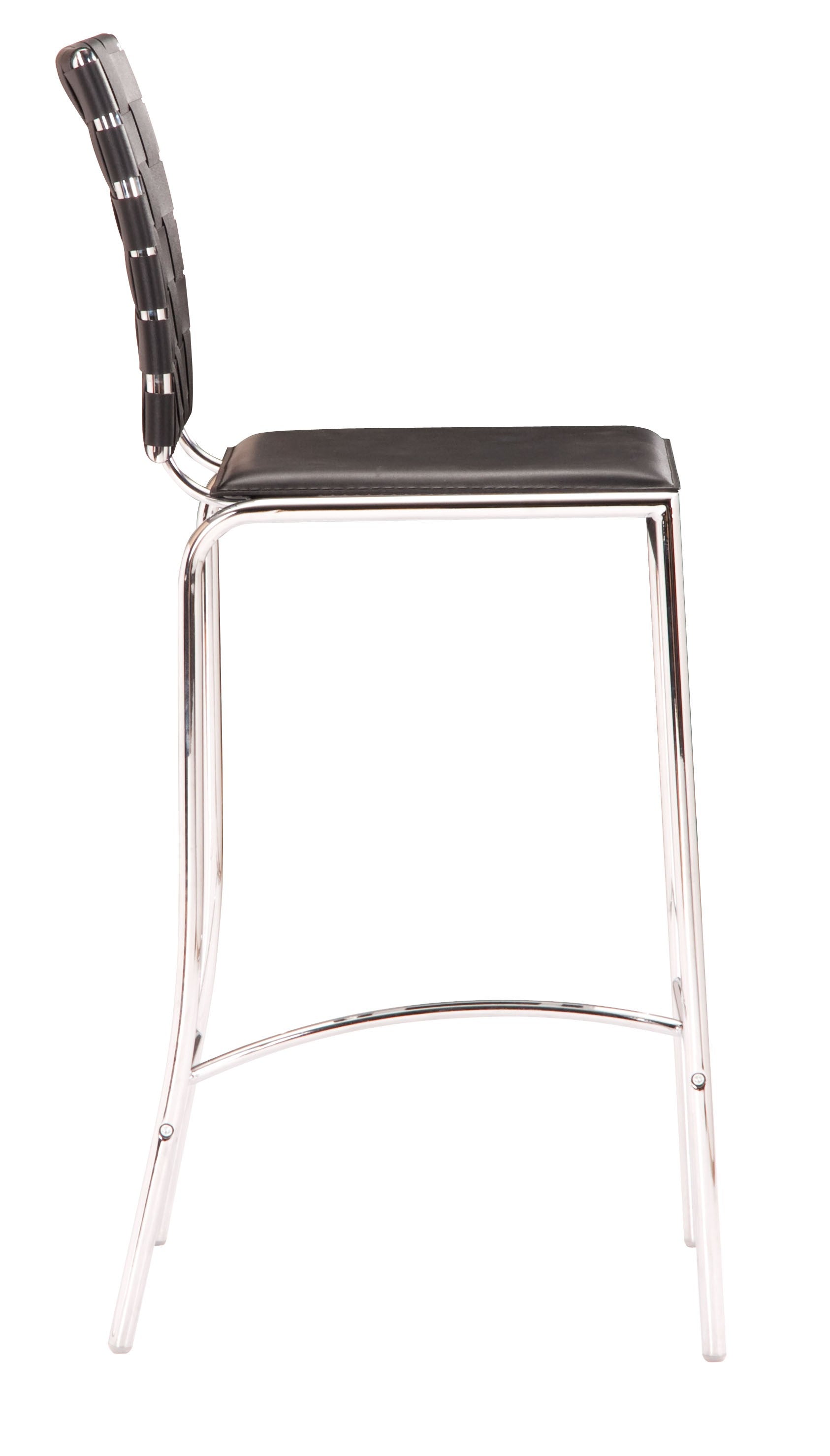 HomeRoots 26" Black And Silver Steel Low Back Counter Height Bar Chairs in Set of Two
