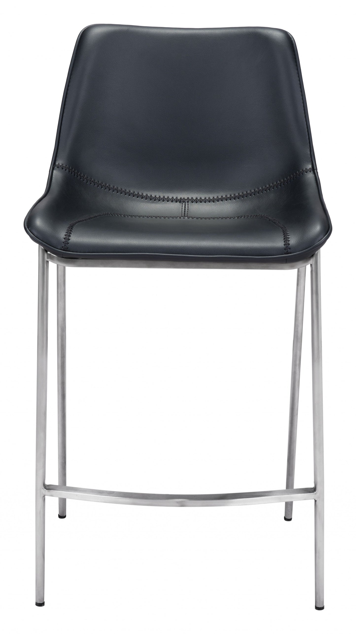 HomeRoots 26" Black And Silver Steel Low Back Counter Height Bar Chairs in Set of Two