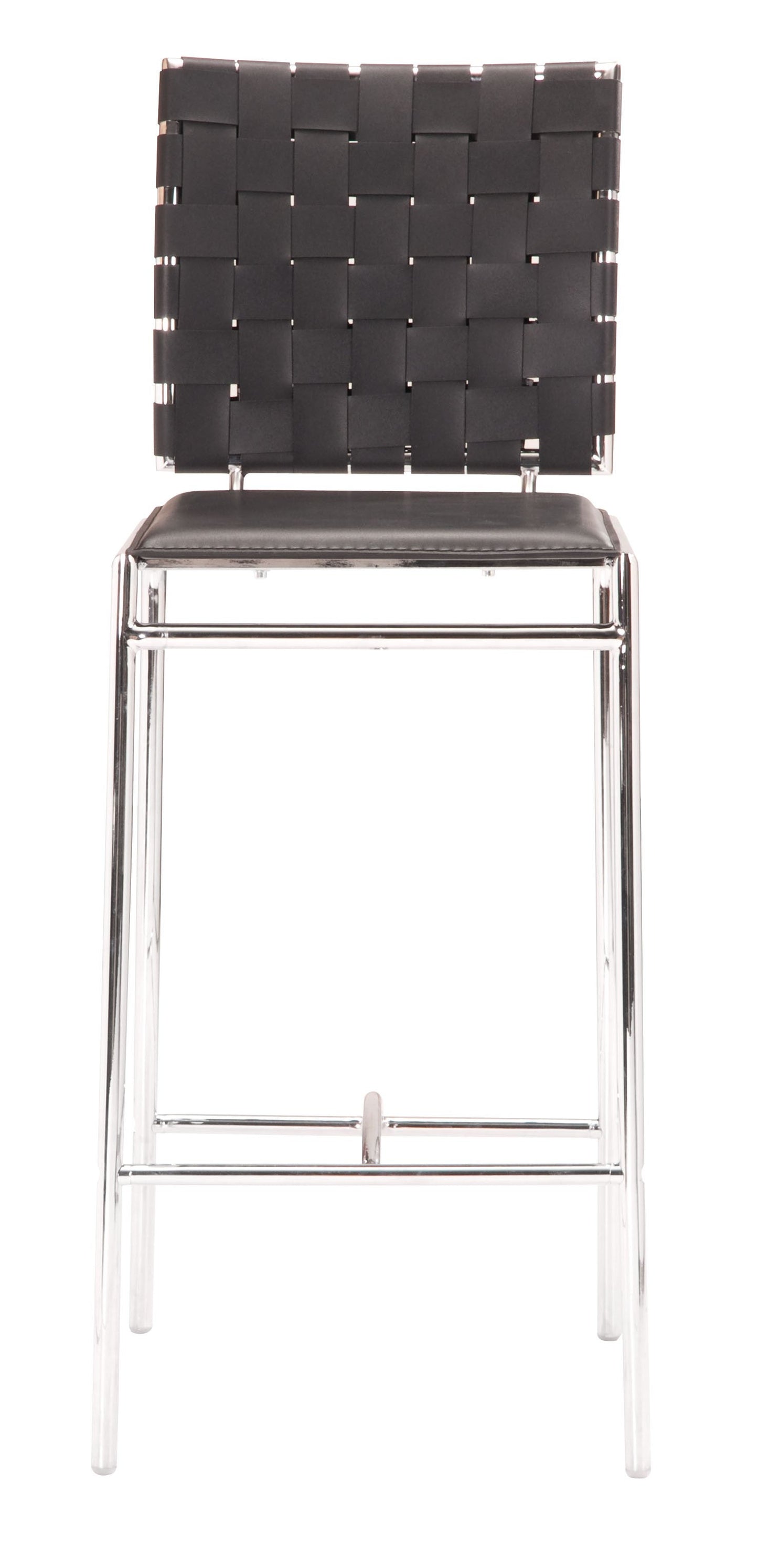 HomeRoots 26" Black And Silver Steel Low Back Counter Height Bar Chairs in Set of Two