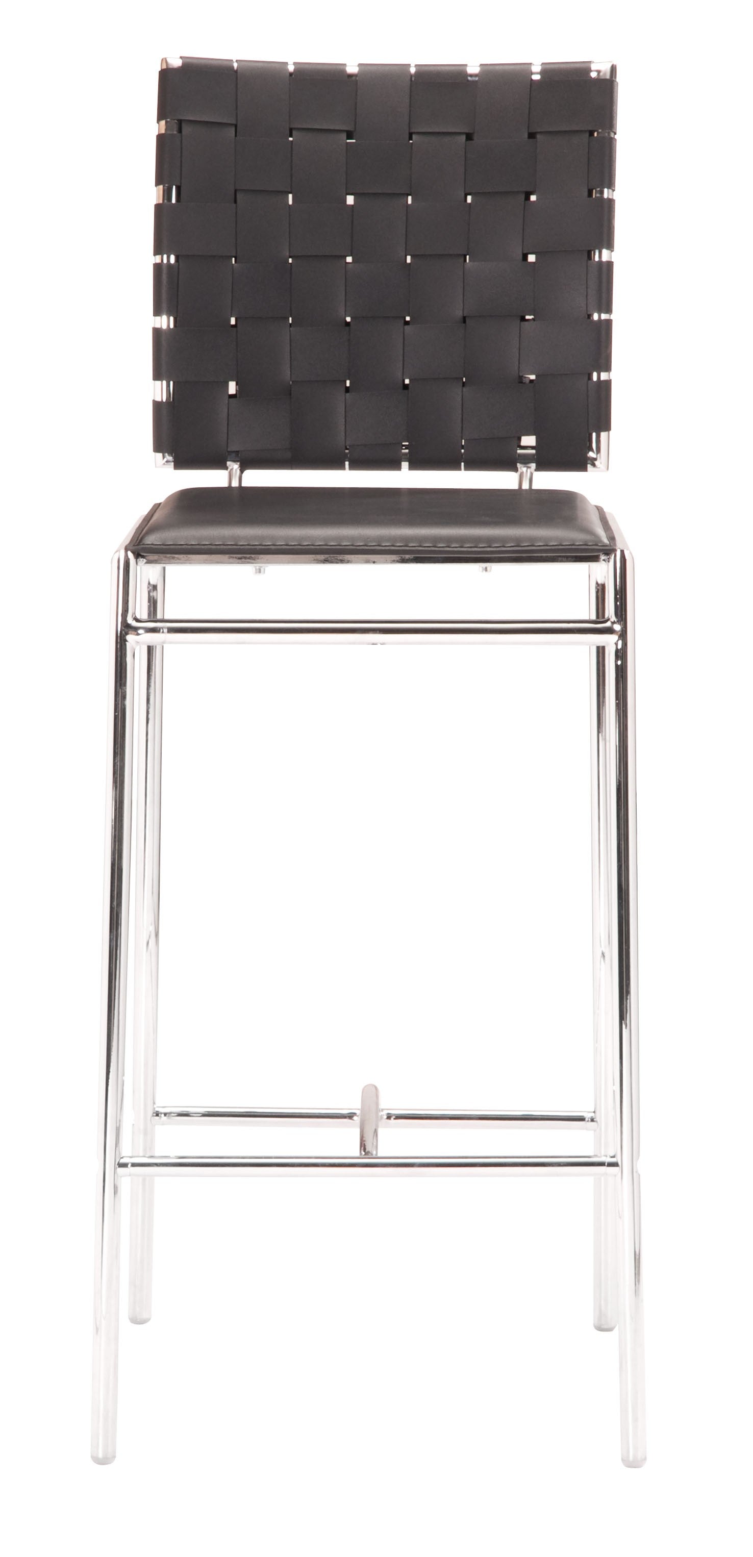 HomeRoots 26" Black And Silver Steel Low Back Counter Height Bar Chairs in Set of Two